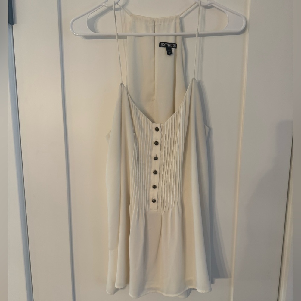 Express Women's Cream Button-Front Tank
